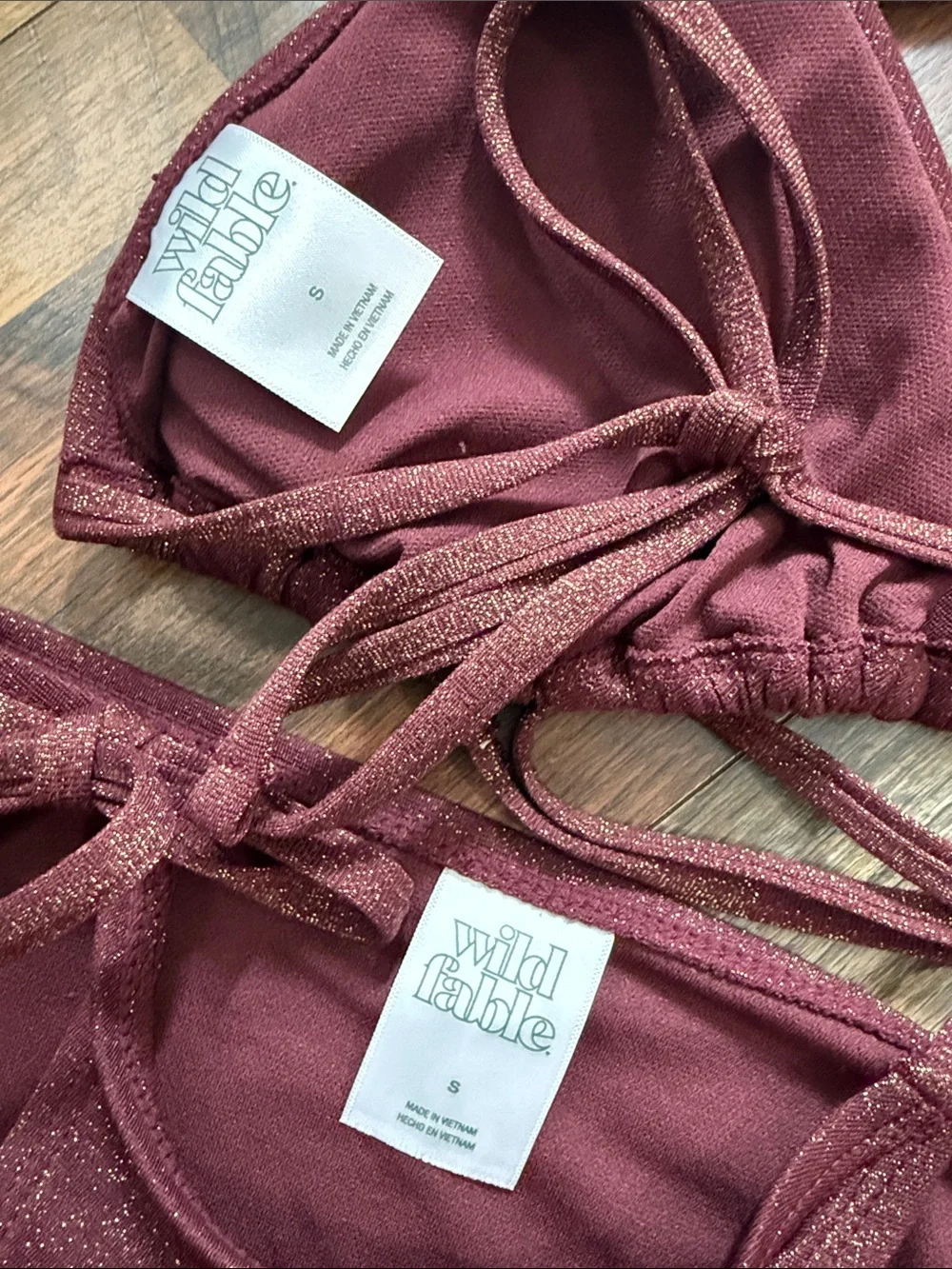 Wild Fable Burgundy Metallic String Bikini Set Size Small